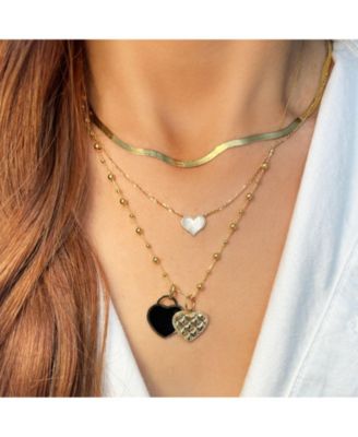 Mother of Pearl Single Heart Necklace 14K Gold