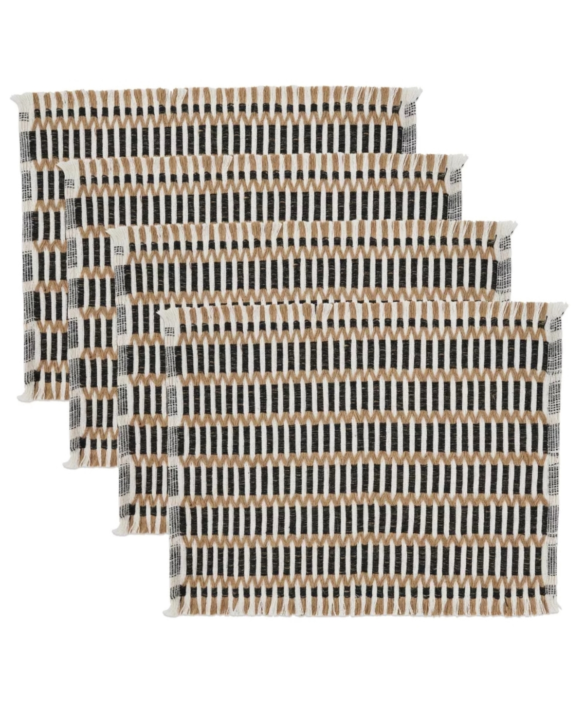 Saro Lifestyle Textured Weave Placemat, Set Of 4 In Black,natural