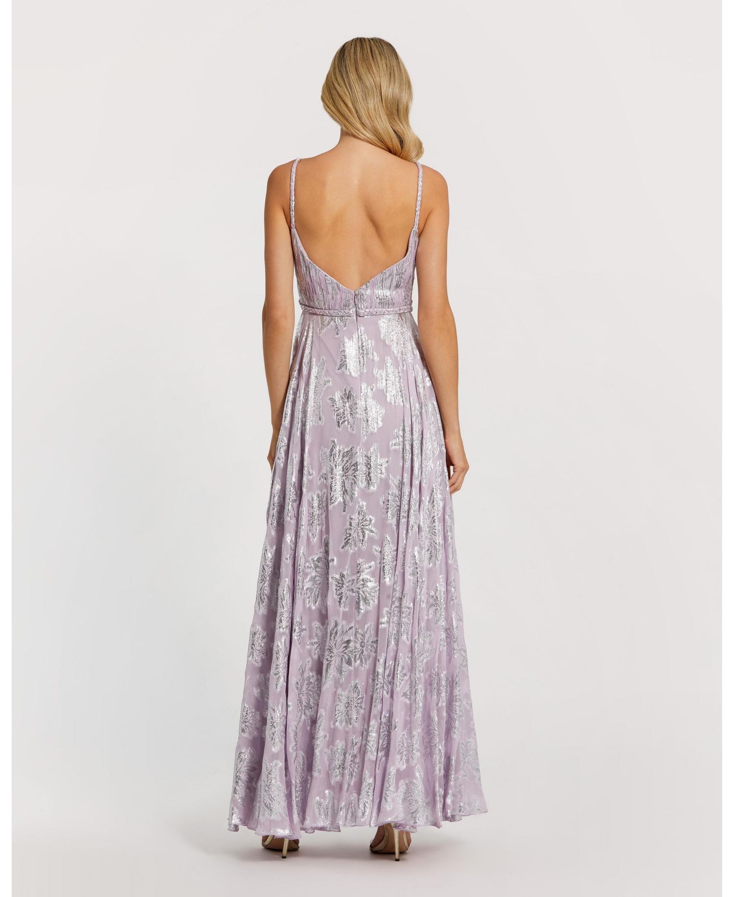 Women's Braided Strap Ruched Top Gown