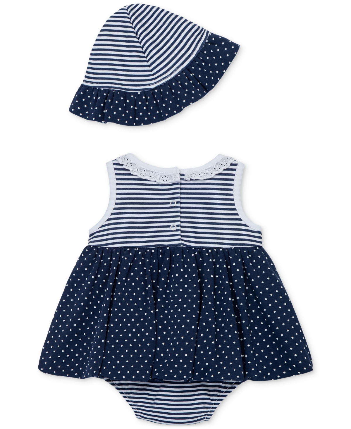 Shop Little Me Baby Girls 2-pc. Daisies Stripe Popover Dress & Hat Set