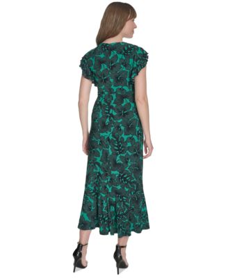 Женское миди-платье с принтом и оборками на рукавах от Tommy Hilfiger