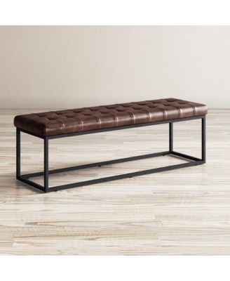 Global Archive 55" Genuine Distressed Leather Ottoman Bench