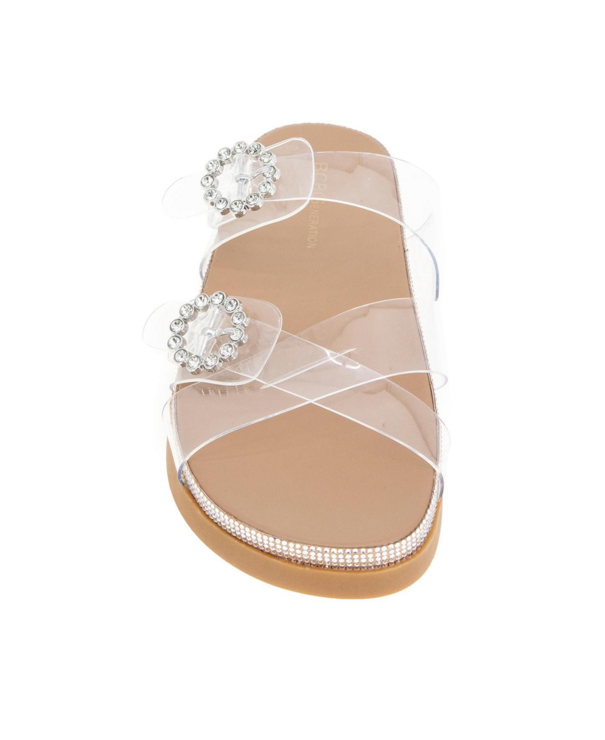 Bcbgeneration Jia Rhinestone Slide Sandal In Clear,rhinestone