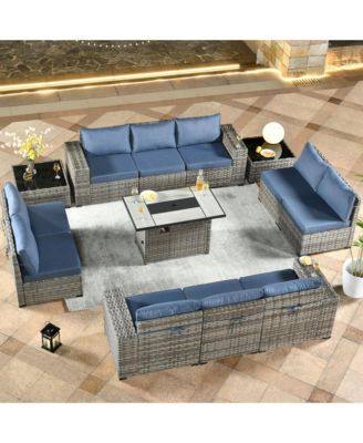 Patio Furniture Set,12 Pieces Outdoor Sectional Sofa Couch Set,Patio Conversation Set with Modular Wicker Deep Seat Chairs,Comfy Cushions,Side