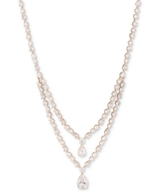 Многослойное колье Givenchy со смешанным кубическим цирконием золотистого цвета, удлинитель 16 дюймов + 3 дюйма