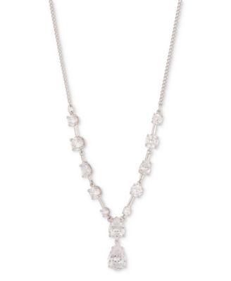 Серебристое колье-лариат из смешанного кубического циркония Givenchy, удлинитель 16 дюймов + 3 дюйма