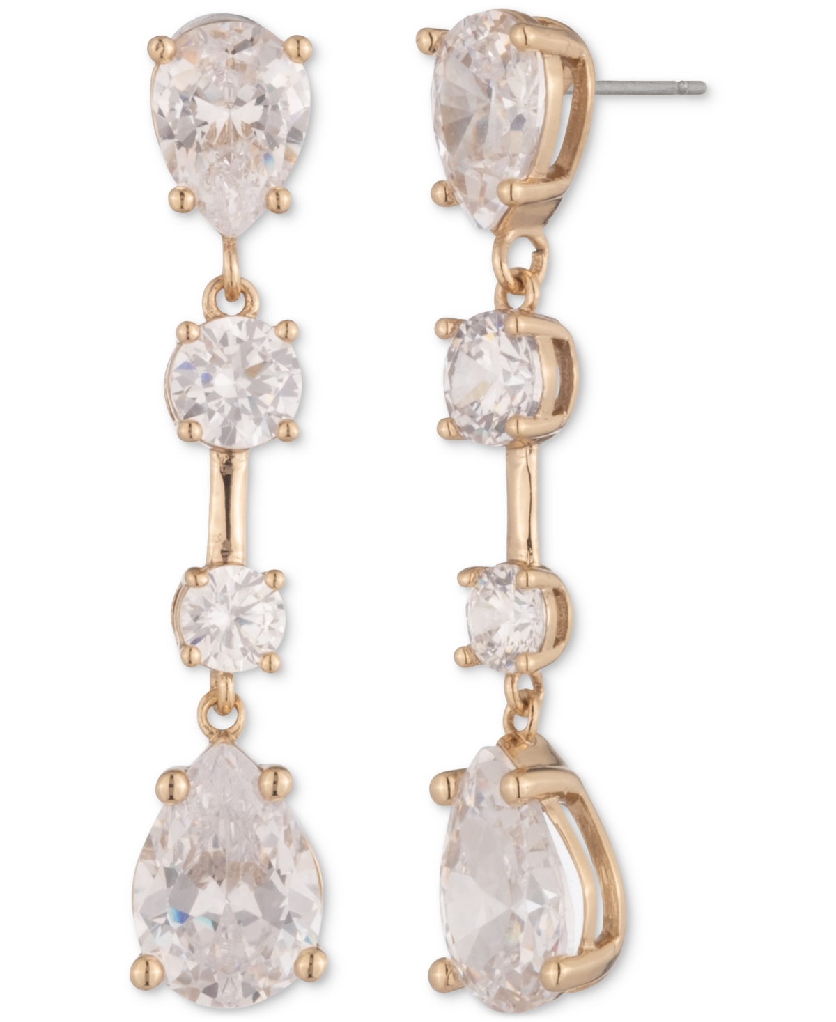 Givenchy Gold-tone Mixed Cubic Zirconia Linear Drop Earrings In Silver,white