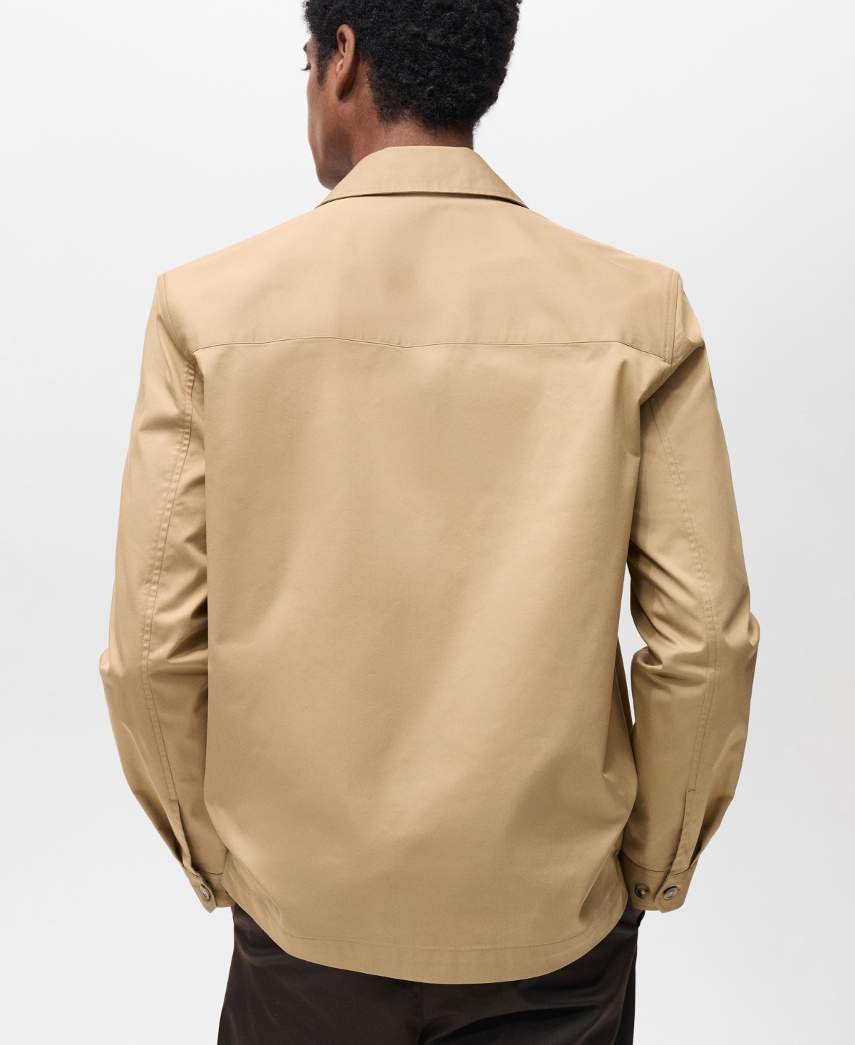 Mango Regular Fit Cotton Blend Button-up Overshirt In Medium Brown