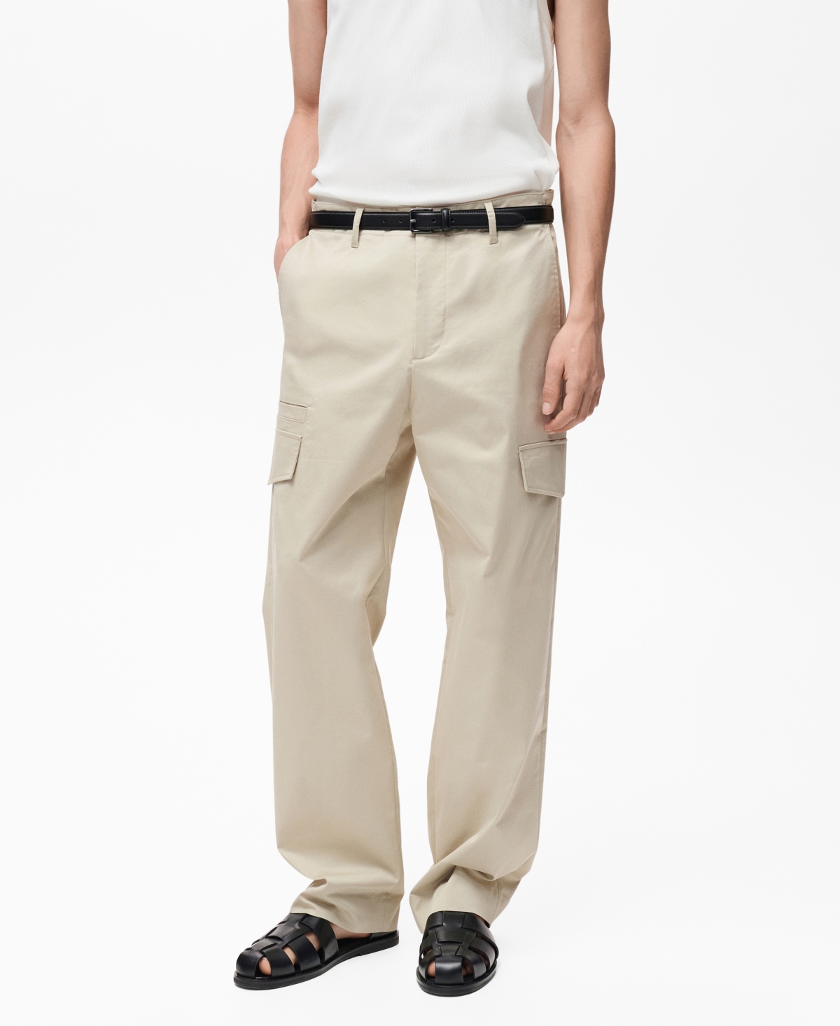 Mango Relaxed Fit Flat Front Multipocket Pants In Pastel Yellow