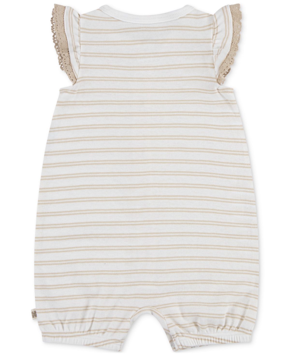 Huggies Baby Girls Cotton Striped Ruffled-sleeve Romper In Beige