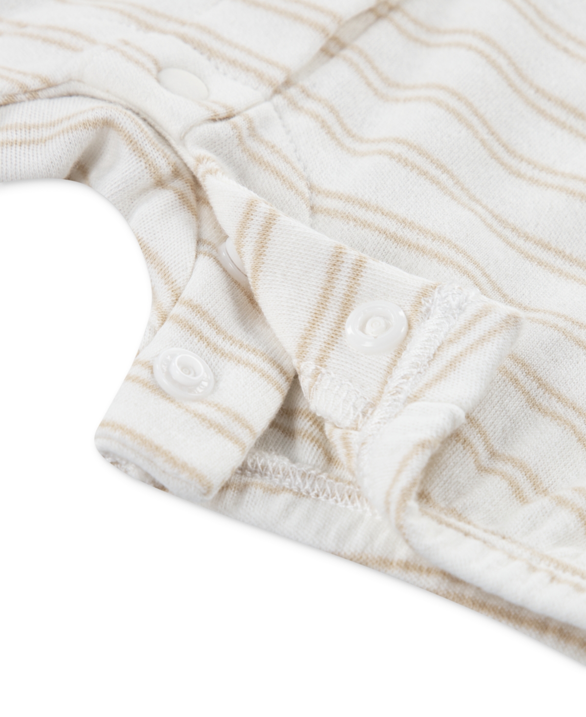 Huggies Baby Girls Cotton Striped Ruffled-sleeve Romper In Beige