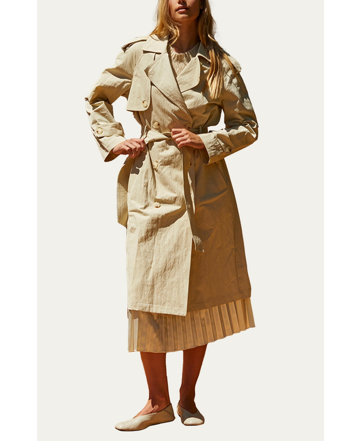 Women's Briella Rain Coat Jacket - Beige/khaki+ beige