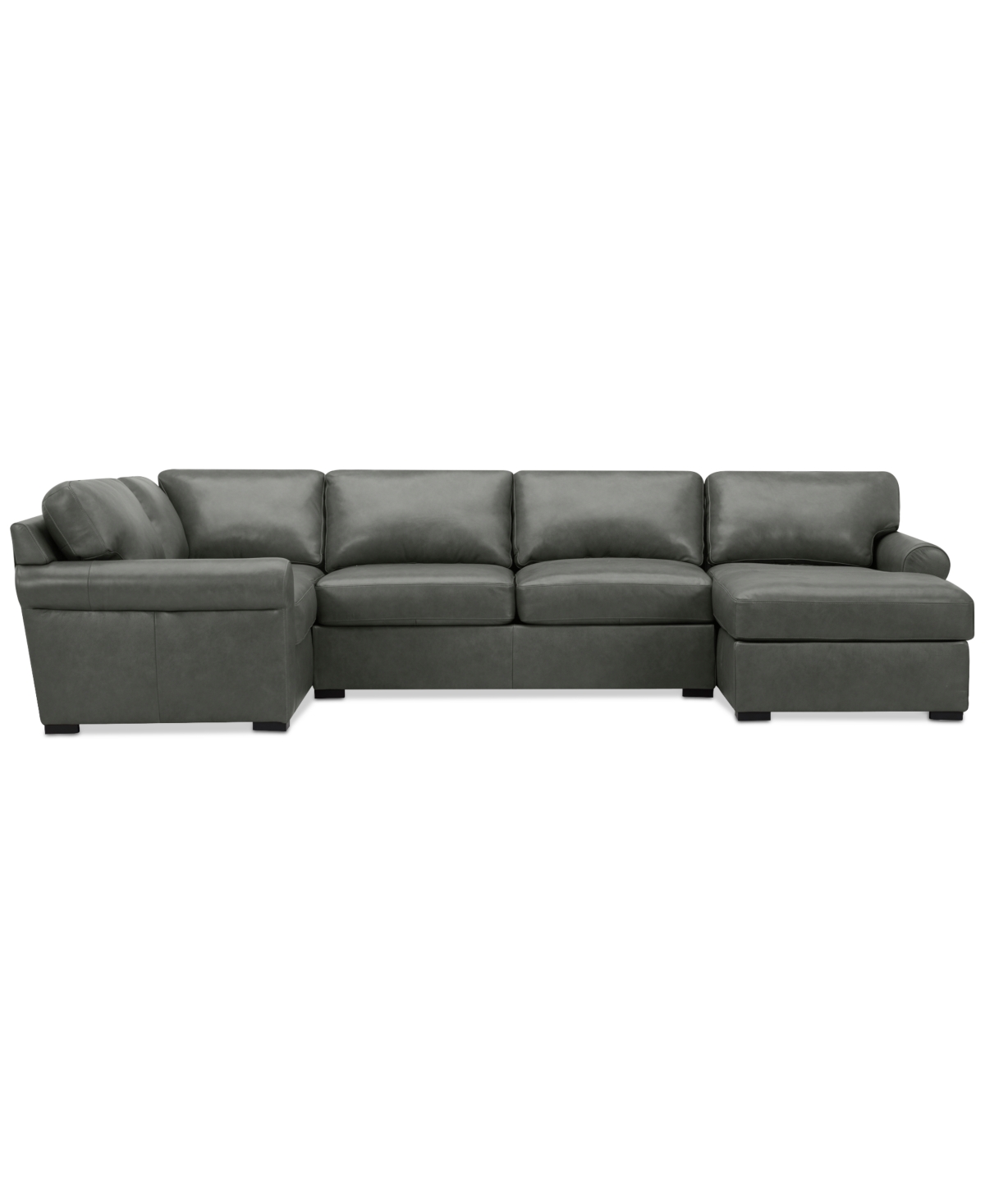 Macy's Radley Roll Arm 139" 4-pc. Leather Square Corner Chaise Sectional, Exclusively At