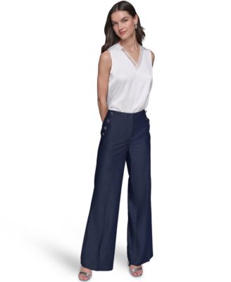 KARL LAGERFELD PARIS Women's Wide-Leg Sailor Pants
