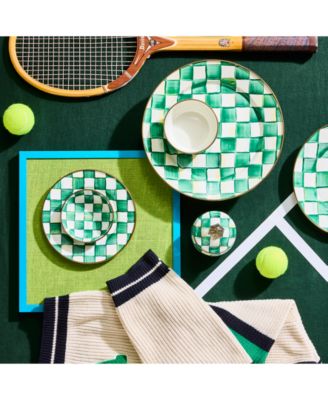 Emerald Check Salad Plate