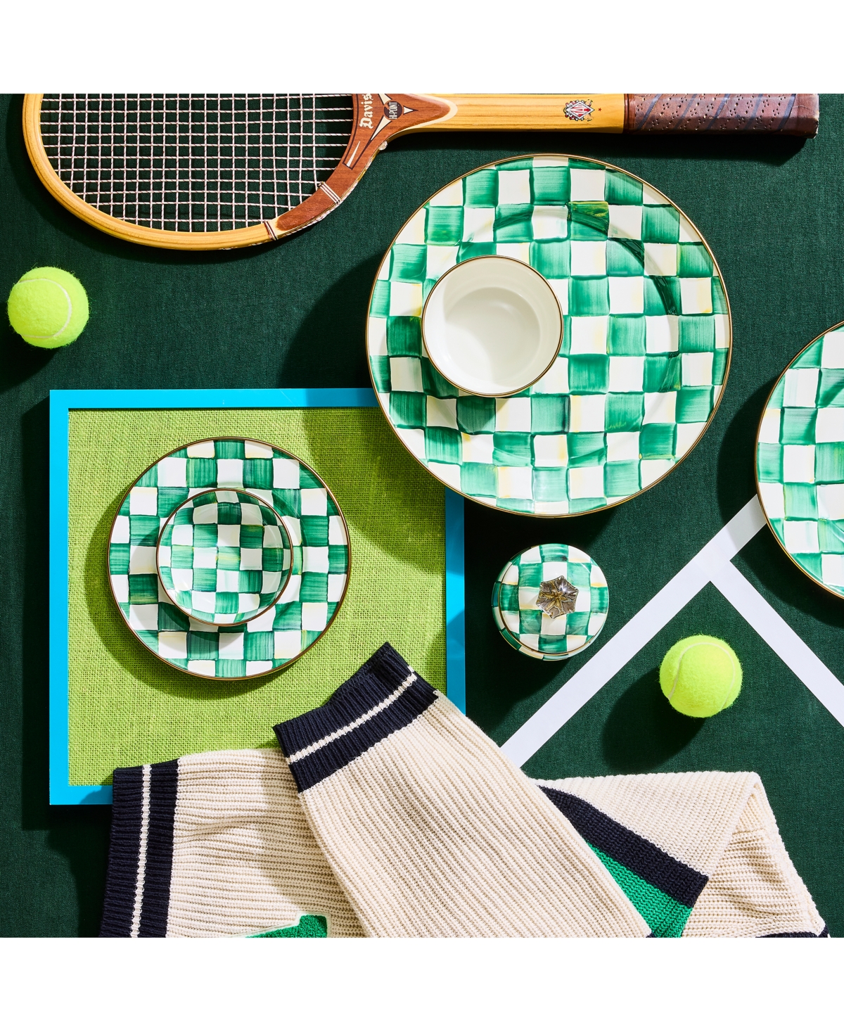 Shop Mackenzie-childs Emerald Check Salad Plate