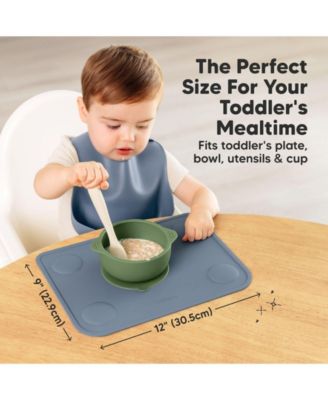 2-Pack Prep Silicone Placemats for Toddlers, Kids, Non Slip Suction Dining Table Baby Placemat, Easy to Clean