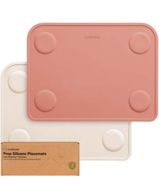 2-Pack Prep Silicone Placemats for Toddlers, Kids, Non Slip Suction Dining Table Baby Placemat, Easy to Clean