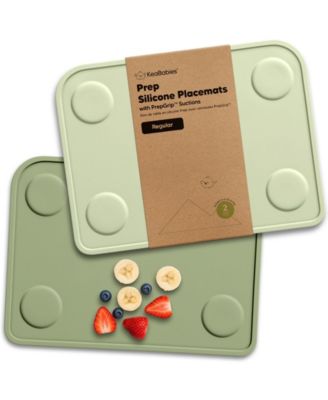 2-Pack Prep Silicone Placemats for Toddlers, Kids, Non Slip Suction Dining Table Baby Placemat, Easy to Clean