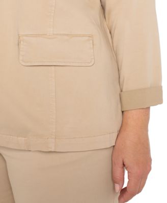 Liverpool Plus Size Open-Front Twill Blazer 