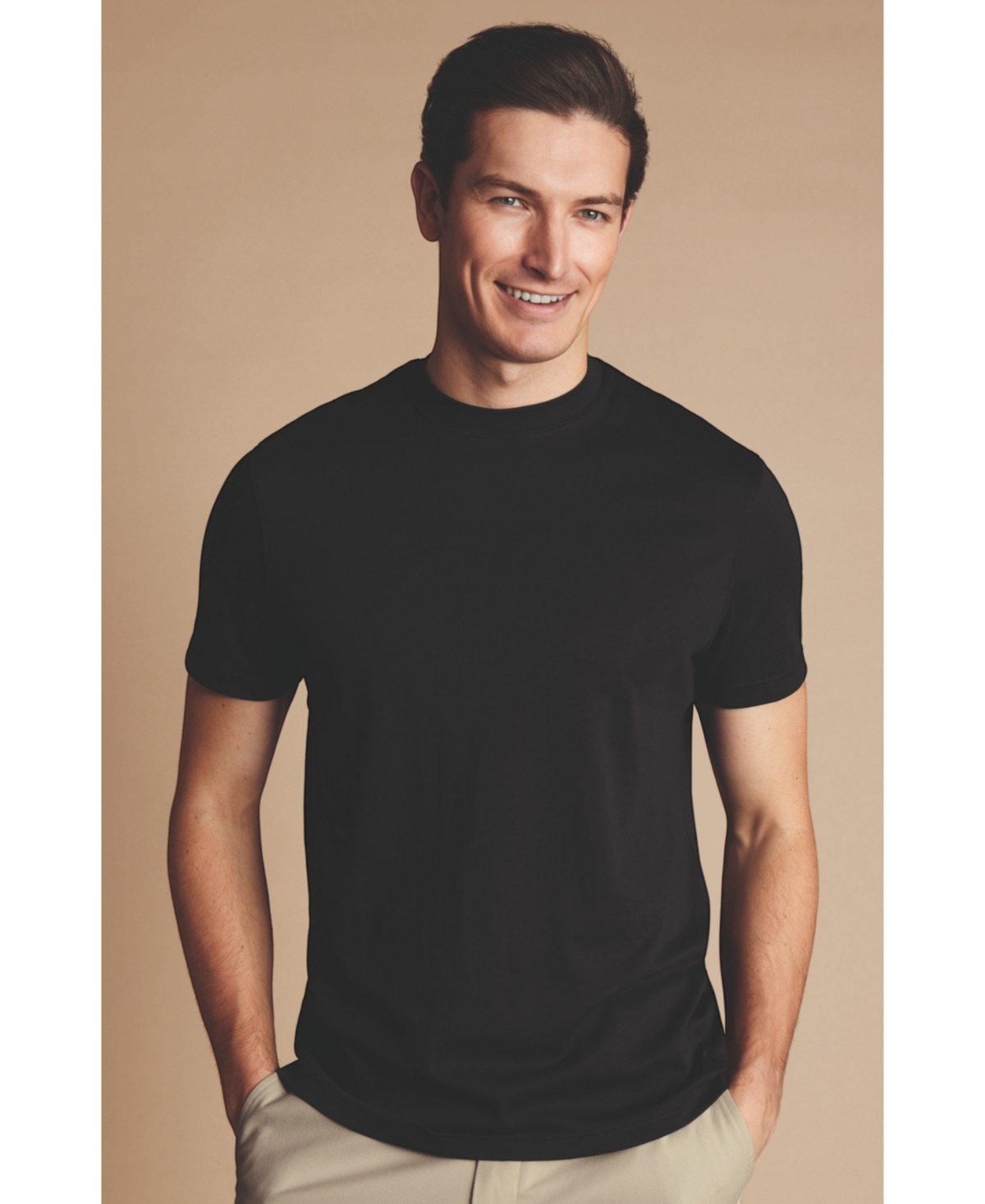 Men's Cotton Jersey Short Sleeve Tyrwhitt Tee - Black
