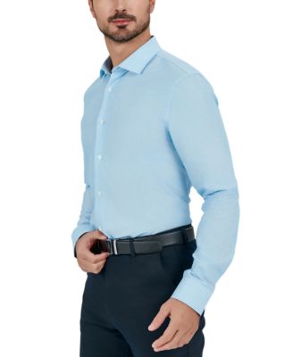 Men's Slim Flit Dobby Micro-Grid Button-Front Dress Shirt