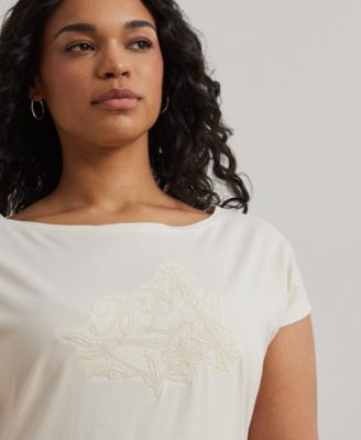 Lauren Ralph Lauren Plus Size Embroidered Jersey Tee