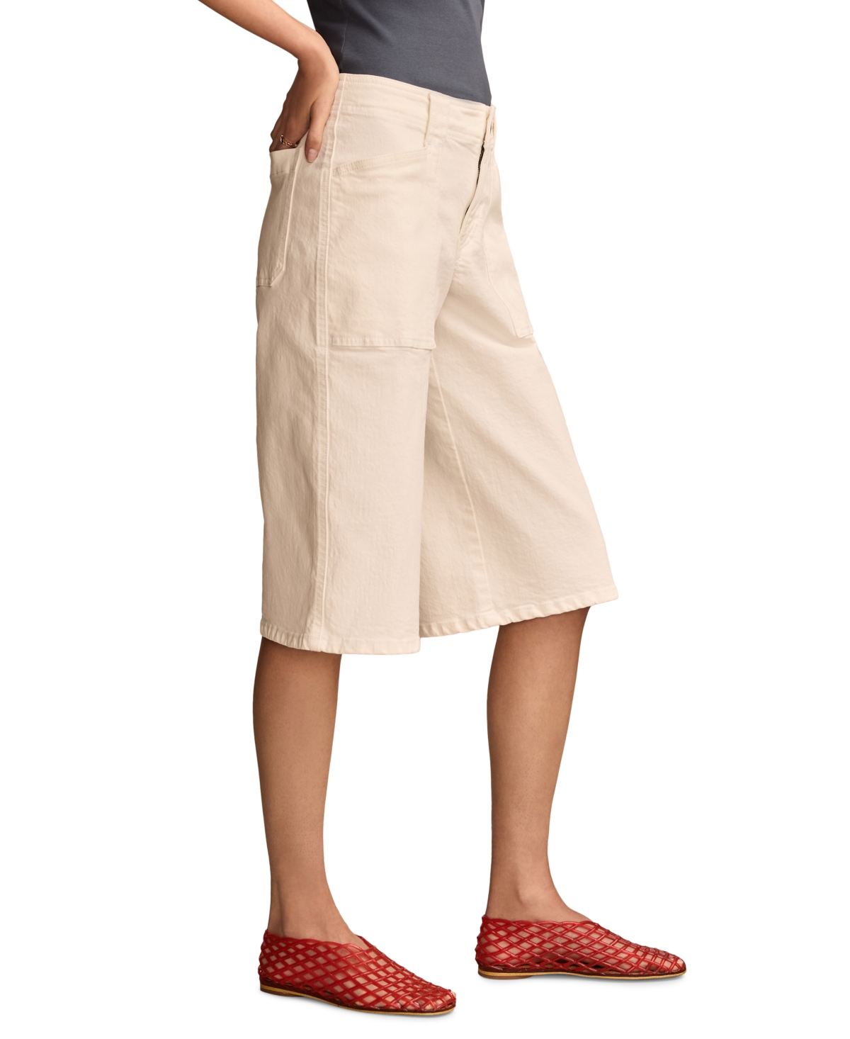 Shop Lucky Brand Women's Mid-rise Culottes In White Lies Wash