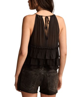 Женский шифоновый многоярусный топ с оборками и V-образным вырезом от бренда Lucky