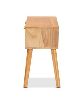 24.4" Finished Wood Falan Mid-Century Modern 2-Drawer Console Table