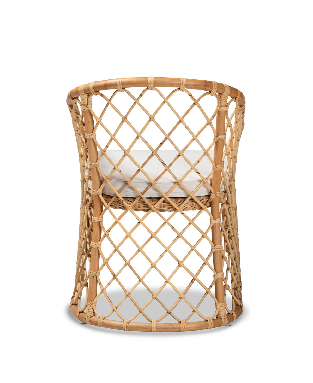Bali & Pari 23.2" Upholstered And Natural Rattan Orchard Modern Bohemian Dining Chair In White,natural Brown