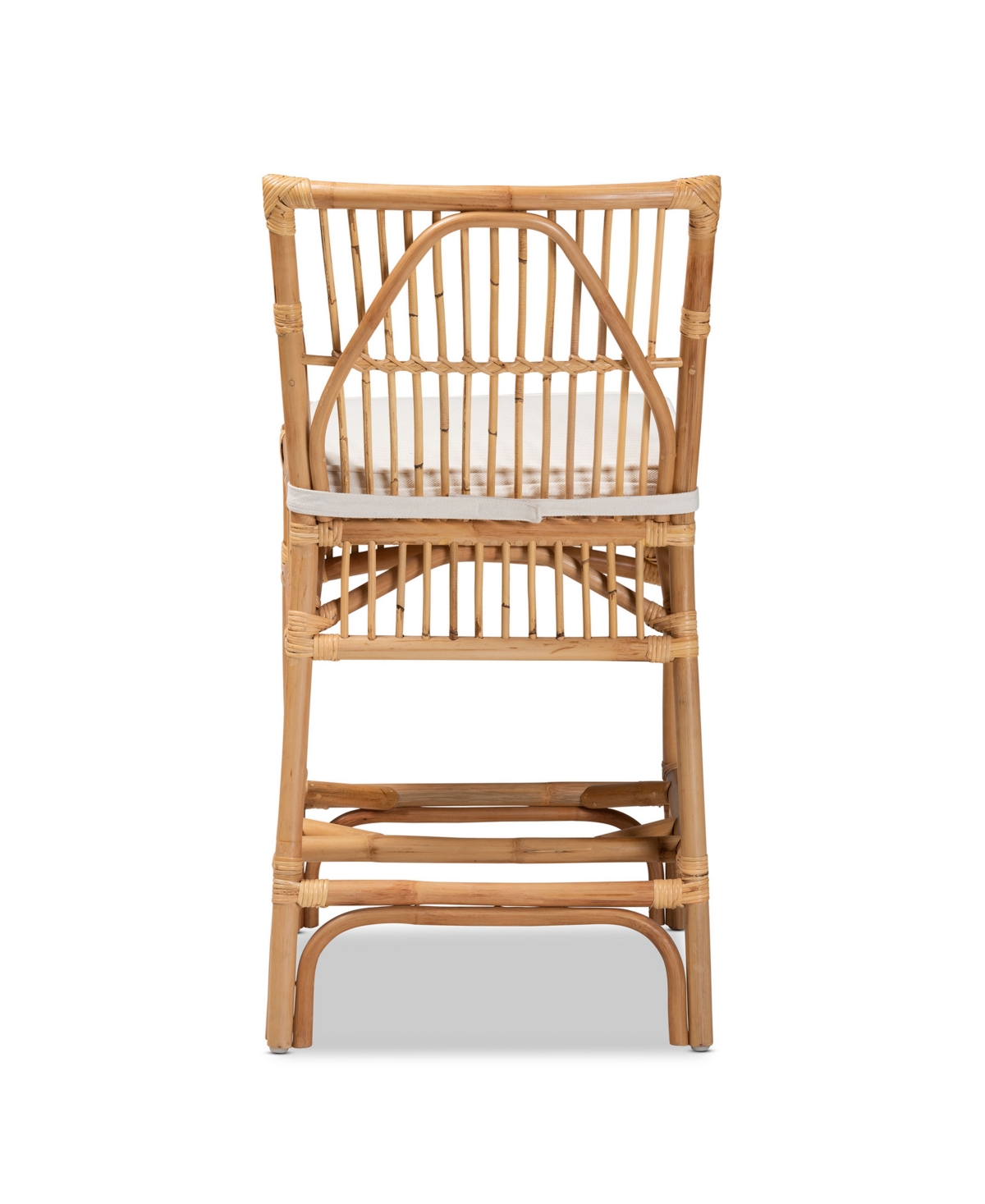 Bali & Pari 20" Upholstered And Rattan Rose Modern Bohemian Counter Stool In White,natural Brown