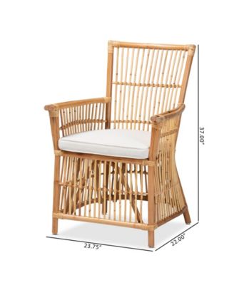 23.7" Upholstered and Rattan Rose Modern Bohemian Armchair