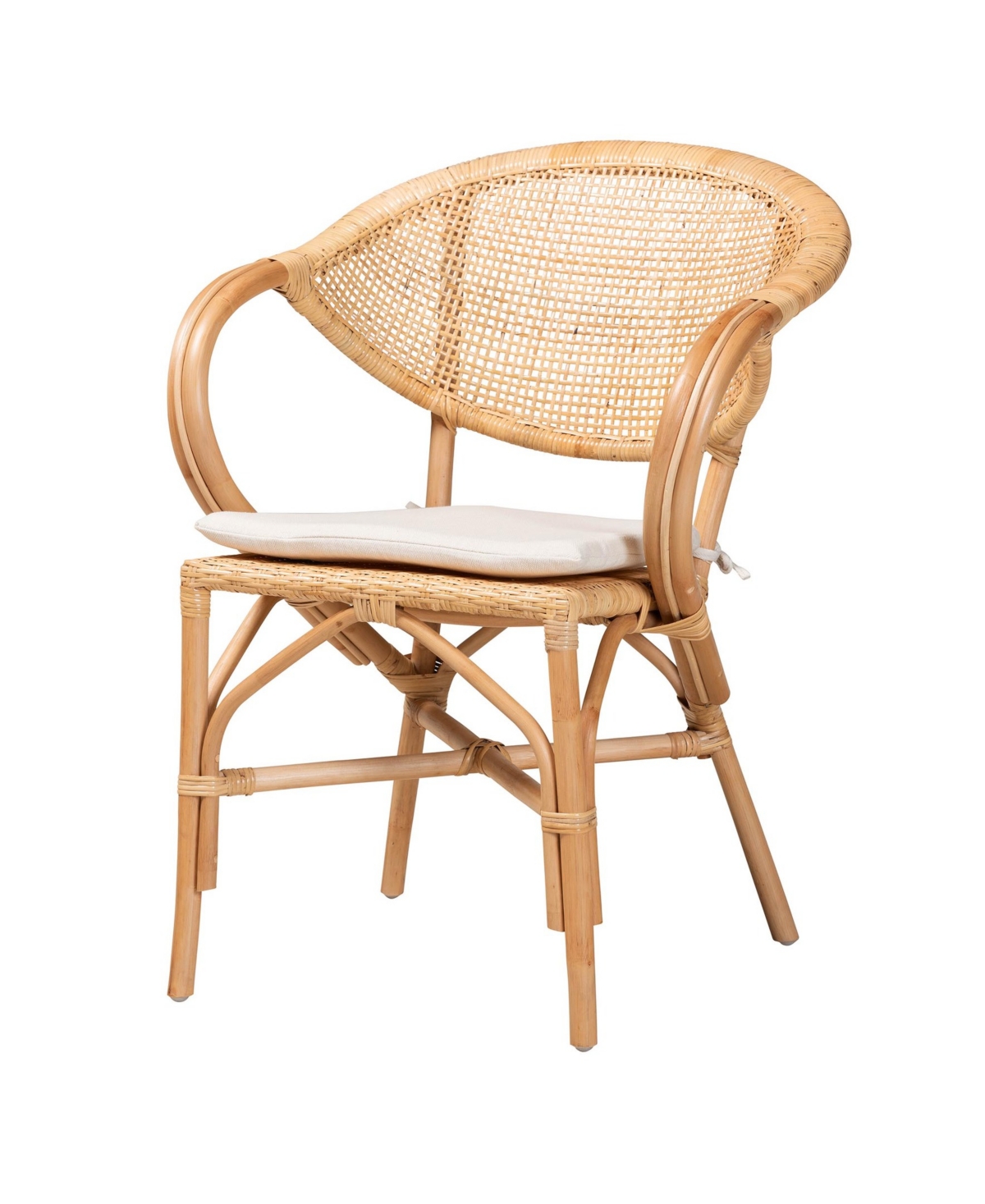 Bali & Pari 24" Finished Rattan Varick Modern Bohemian Dining Chair In Natural Brown