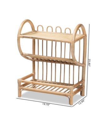 Liora Modern Bohemian Finished Rattan 3-Tier Display Shelf