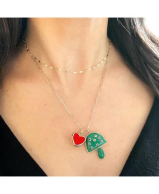 Очаровательный Коралловый шарм с пышным сердечком из золота 14 Карат