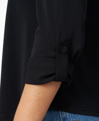 Женский топ с кружевной отделкой Cable & Gauge с закатанным рукавом