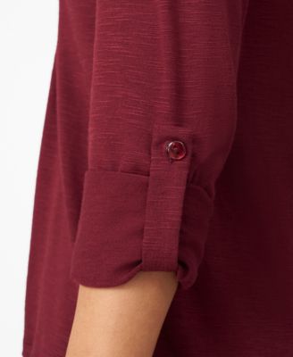 Women's Pintuck Pleat Henley Top