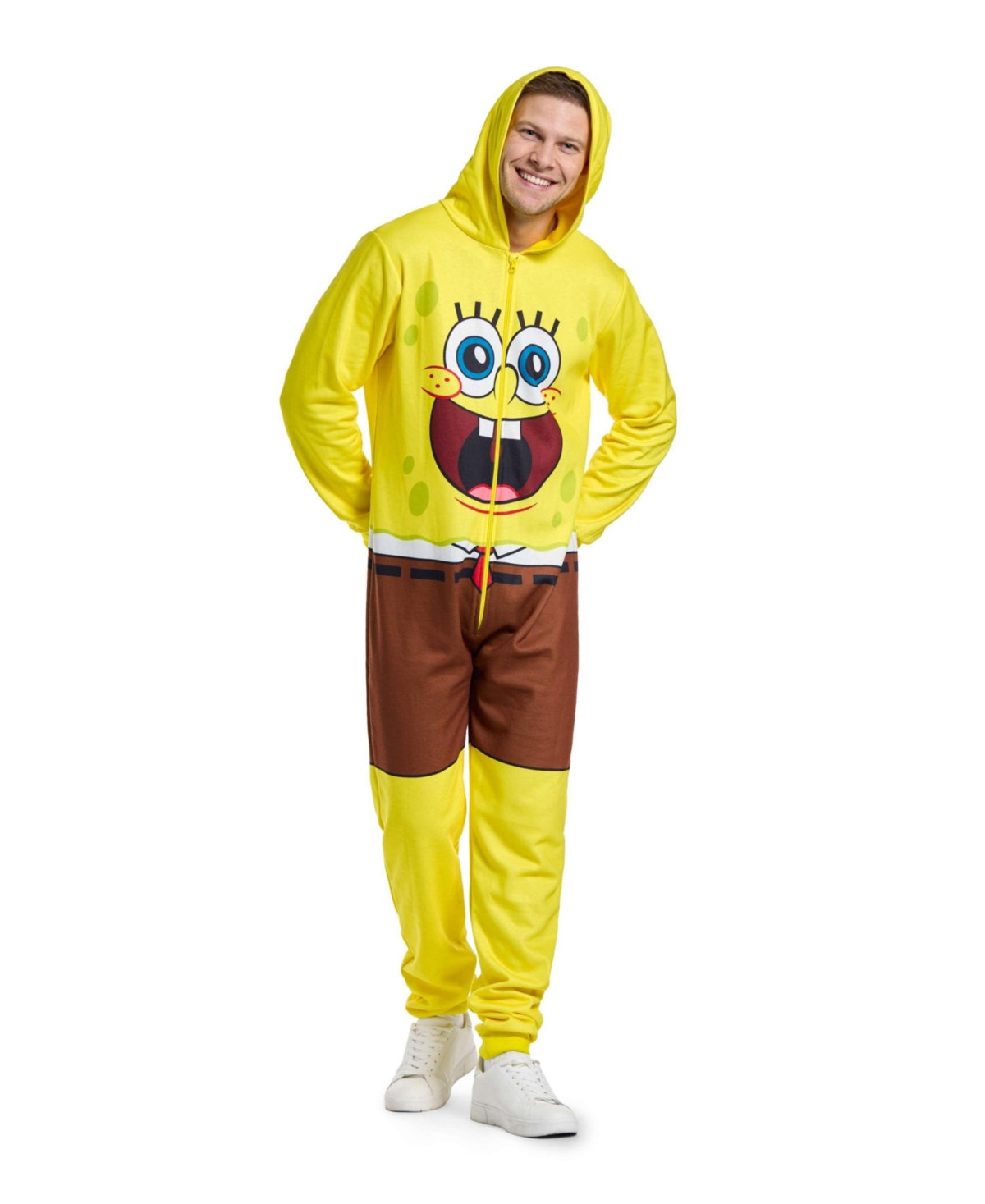 Men's Official SpongeBob Union Suit - Nickelodeon Body Suit for Adults - Yellow - Yellow