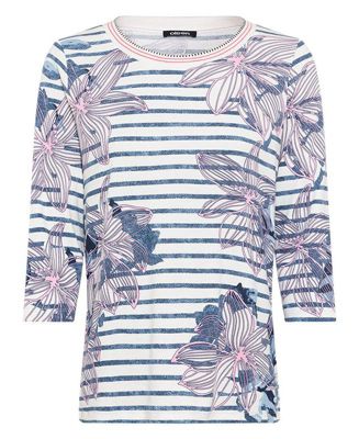 Женская футболка Olsen с цветочным и полосатым принтом