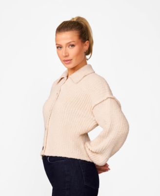 Женский пышный кардиган поло с воротником-стойкой Cable & Gauge