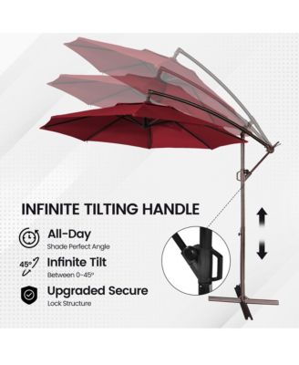11ft Cantilever/Offset Hanging Patio Umbrella with Easy Tilt and Crank 360° Rotate