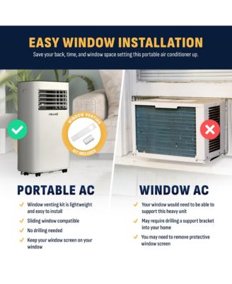 8,000 BTU Portable Air Conditioner (5,000 BTU DOE), Compact AC Design with Easy Setup Window Venting Kit, Self-Evaporative System, Quiet Operation, Dehumidifying Mode with Remote and Timer
