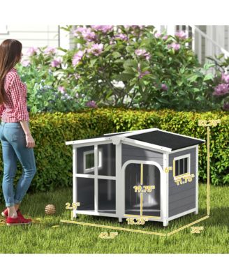 Giant Window Wooden Dog House for Large Dogs, Outdoor & Indoor Use