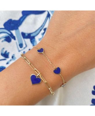 Lapis Heart Charm 14K Gold 14 millimeters