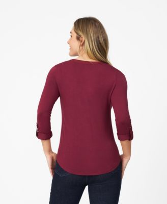 Women's Lace Trim Henley Top