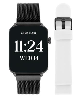 Women's Connect It Stellar Smartwatch with Black Stainless-Steel Mesh and White Silicone Band, 45mm
