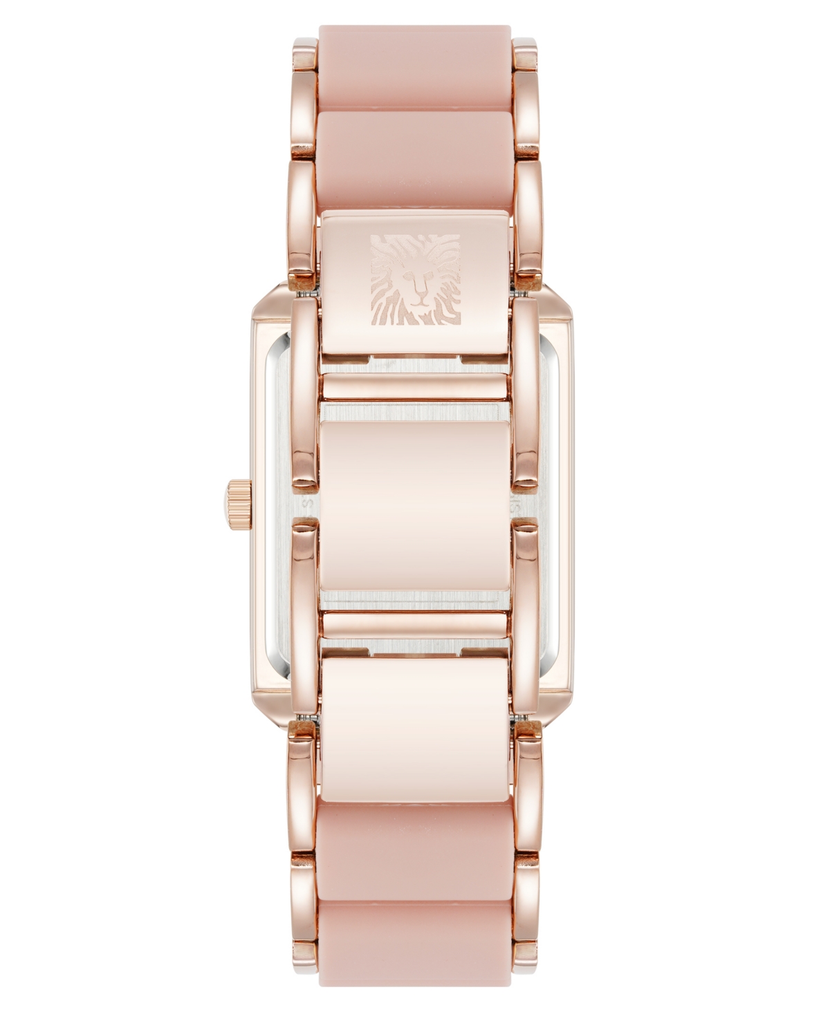 Anne Klein Women's Quartz Casual Rectangular Blush Pink Silicone With Rose Gold-tone Metal Alloy Bracelet Watch In Rose Gold-tone,blush Pink