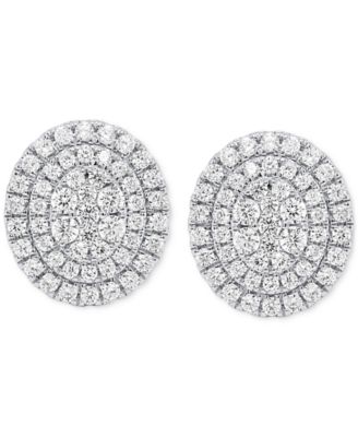 Lab Grown Diamond Double Halo   Cluster Stud Earrings (2 ct. t.w.)  in Sterling Silver or 14k Gold-Plated Sterling Silver