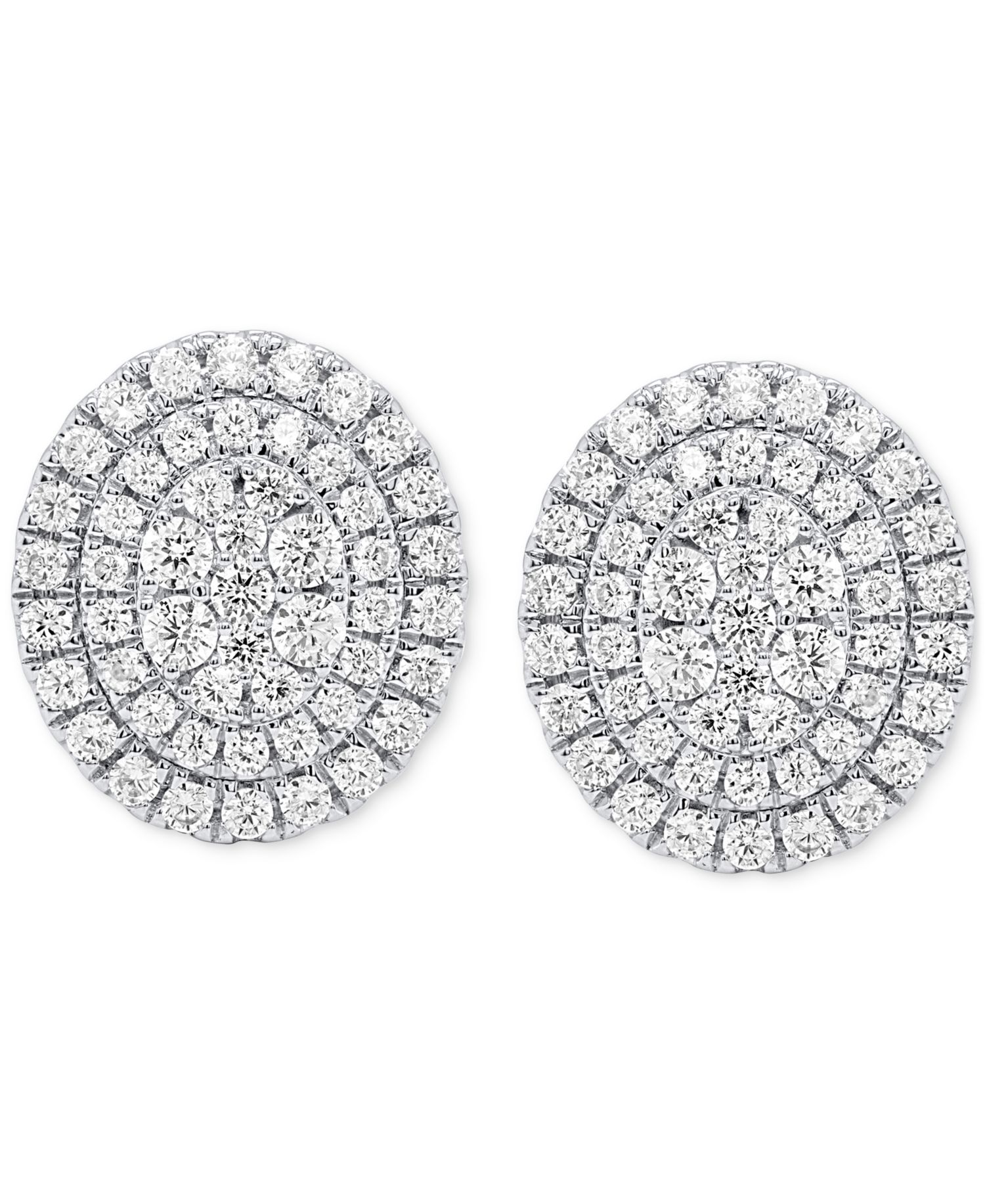 Lab Grown Diamond Double Halo Cluster Stud Earrings (2 ct. t.w.) in Sterling Silver or 14k Gold-Plated Sterling Silver